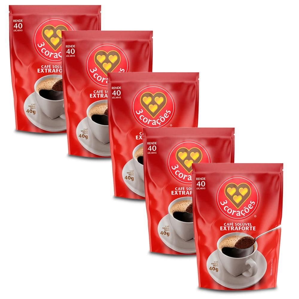 Café Solúvel Extraforte Três Corações Kit 5 Pacotes De 40G