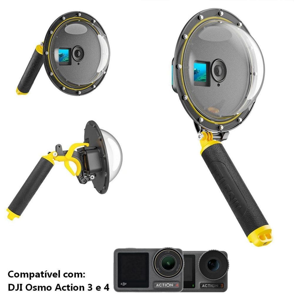 Dome Telesin Caixa Estanque + Bastão + Gatilho Dji Action 3