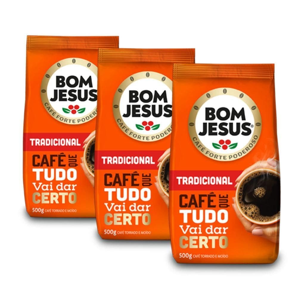 Café Bom Jesus Tradicional Moído Kit 3 Pacotes De 500G Cada