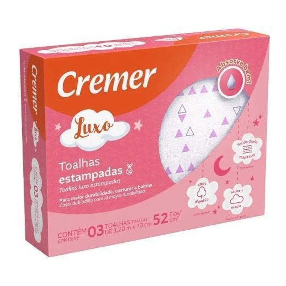 Toalha Fralda Feminino Luxo Estampada 3 Unidades - Cremer