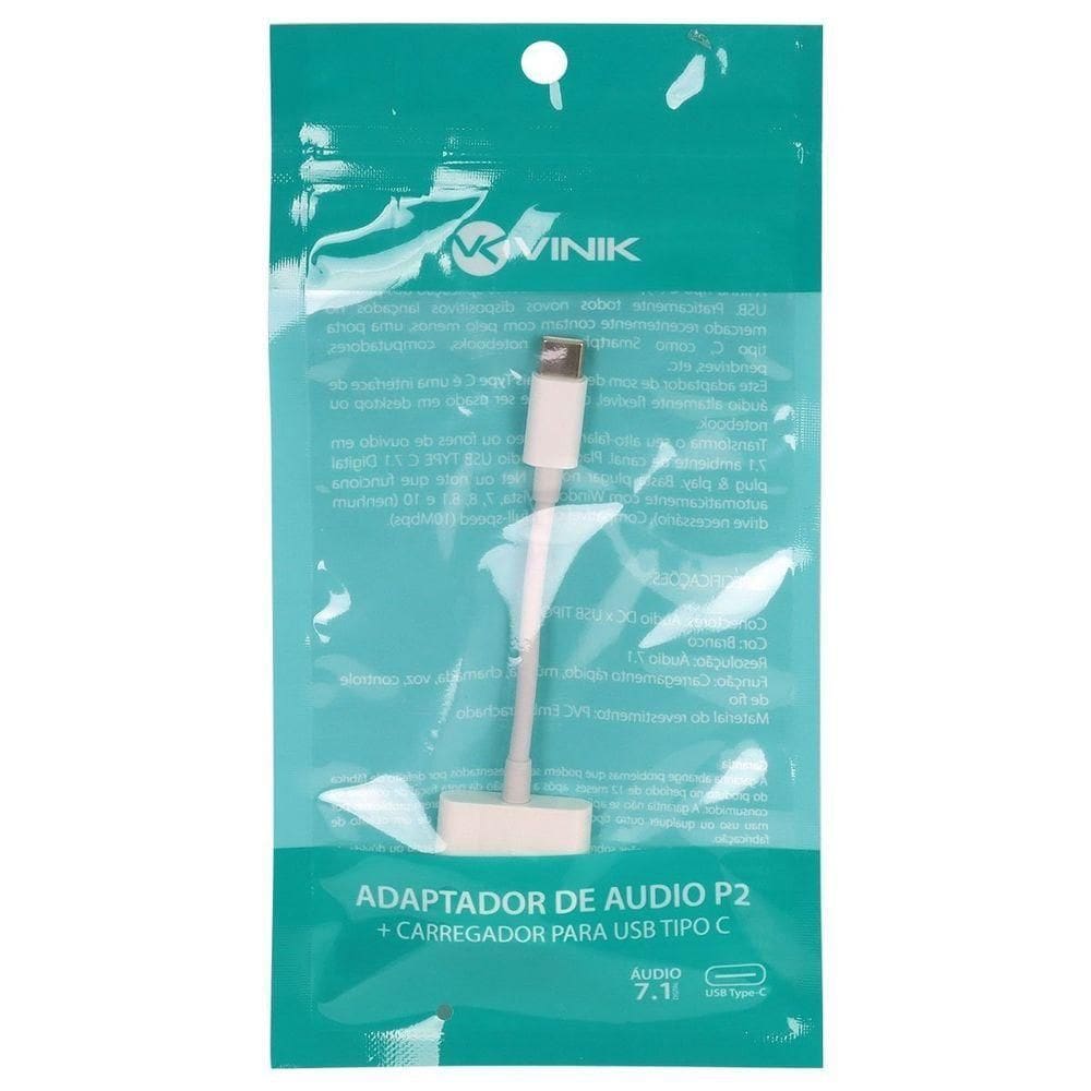 Adaptador Fone Celular P2 3.5mm + Usb-c Adpatc7.1