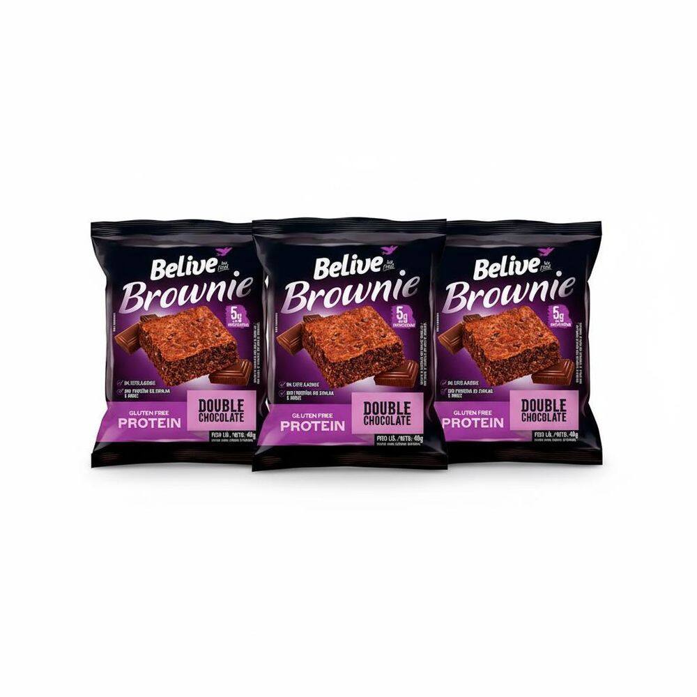 Kit 3 Brownie Protein Sabor Double Chocolate 40G Belive