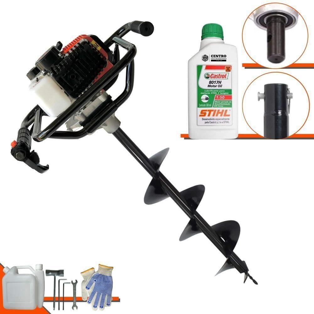Perfurador Trado Vps52 52cc + Broca 80x20cm + óleo Stihl