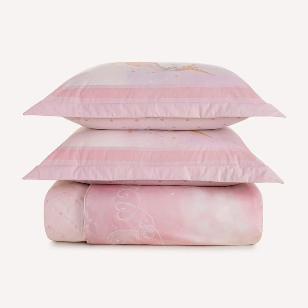 Colcha Infantil Casal com 2 Porta-travesseiros Karsten 200 Fios Princesinha