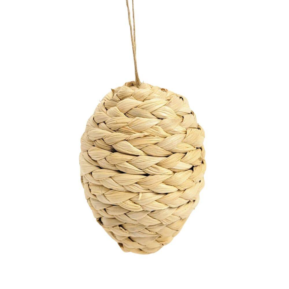 Ovo De Pascoa Fibra Natural Pendente 9Cm Decoração De Páscoa
