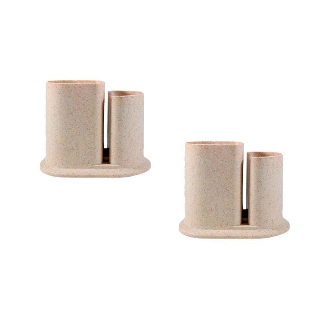 Kit 2 Porta Lápis Duo Fibra Madeira Palha