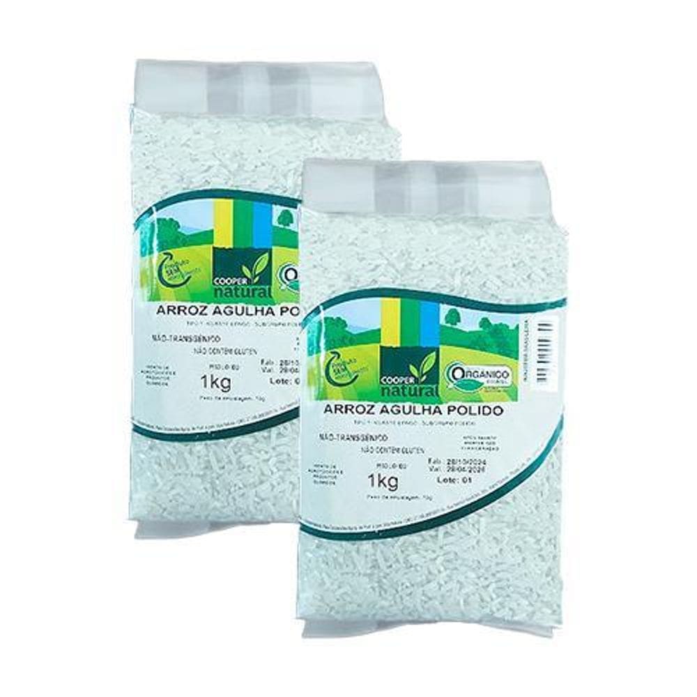 Kit 2X: Arroz Agulha Polido Orgânico Coopernatural 1Kg