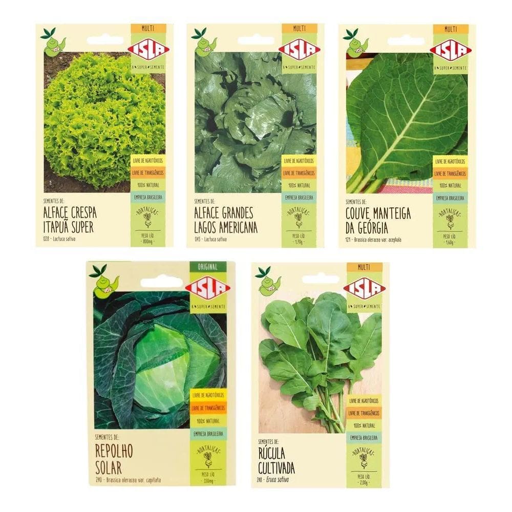 2X Kit Semente Isla Minha Horta 5 Verduras Para Salada