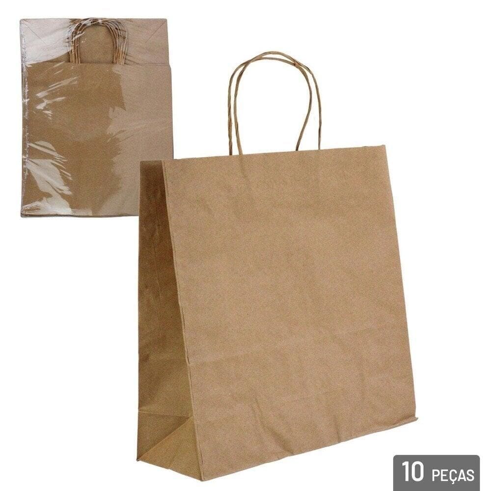 Sacola Kraft 30,5x30,5cm 10 Peças Pacote - Tudo em Caixa