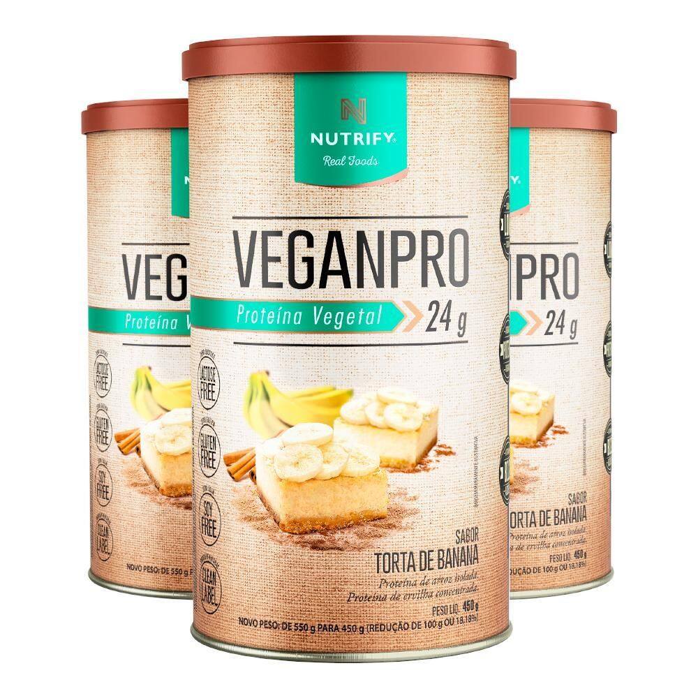 Kit 3 Proteína Vegetal Torta Com Banana Nutrify 450G