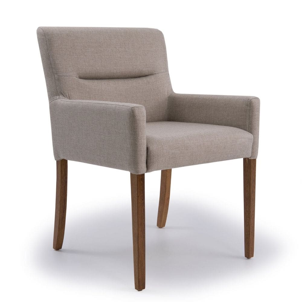 Poltrona para Sala de Estar Linho Pés Madeira Angel Bege Rústico