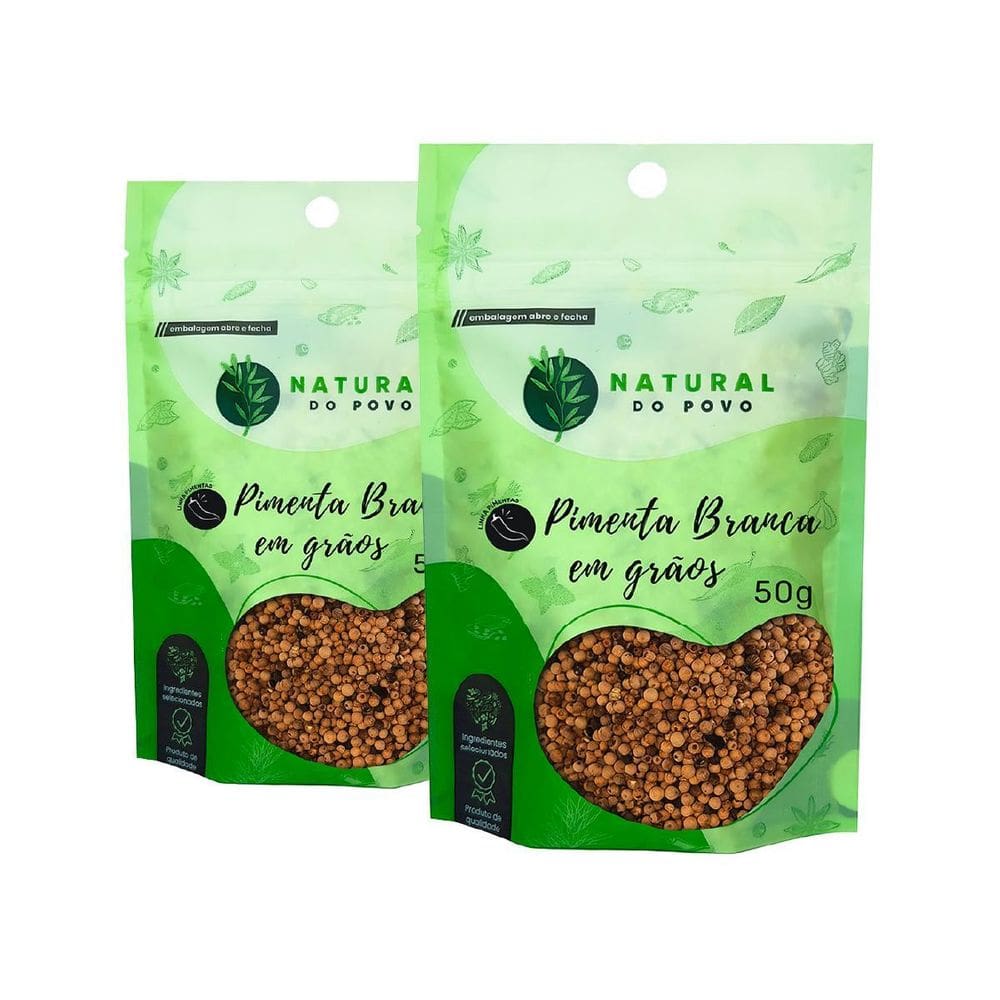 Tempero Pimenta Branca Grãos Alta Qualidade Kit 2 Pouch 50G