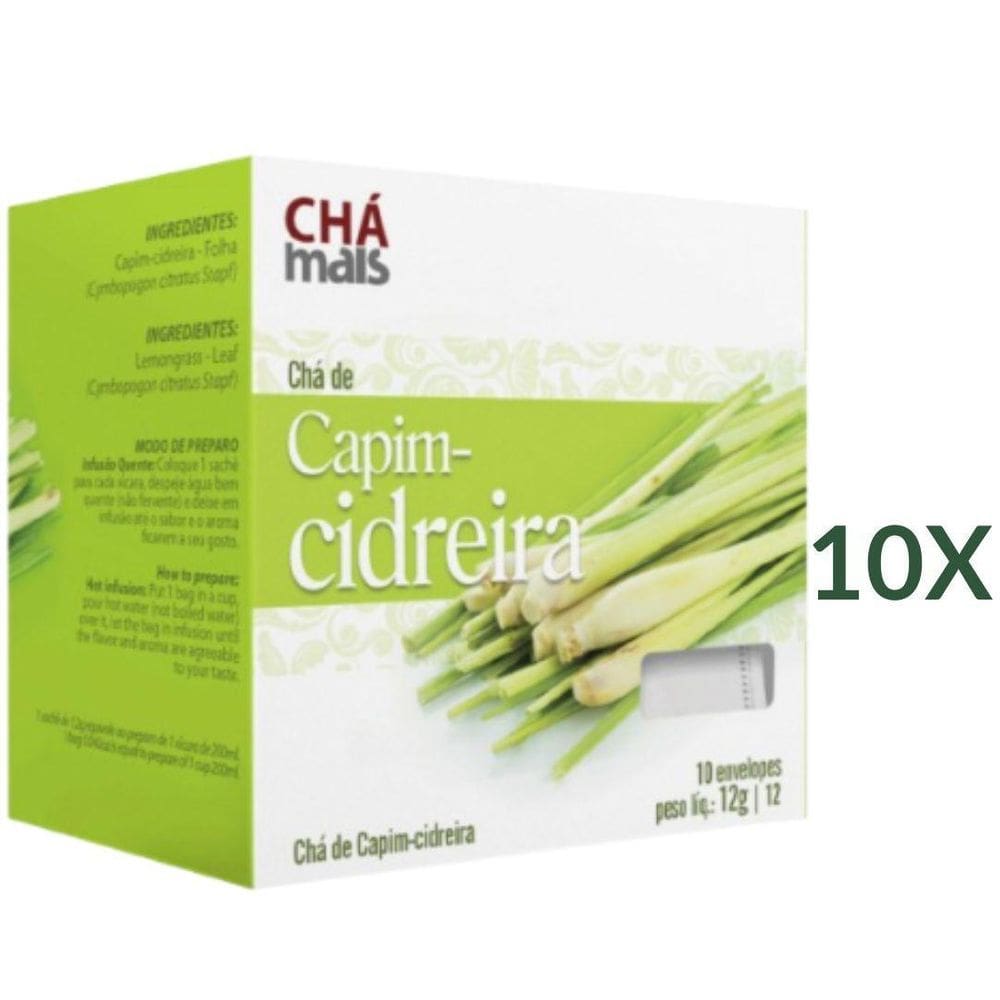 Chá De Capim-Cidreira Natural Vegano Cx10 Sachês 1G Kit 10