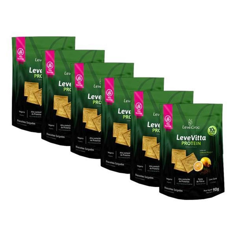 Kit 6X: Biscoito Leve Vitta Protein Lemon Pepper Leve Croc