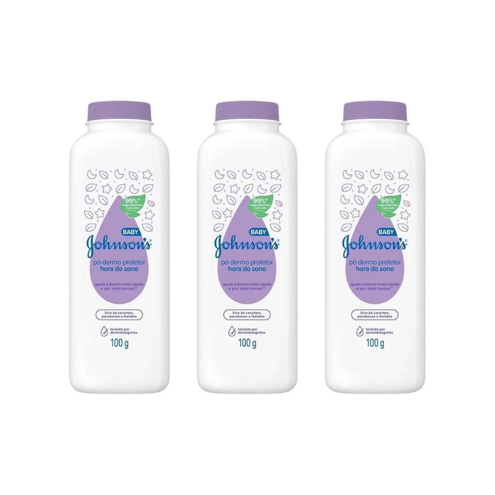 Talco Johnsons Baby Hora Do Sono 100G - Kit Com 3Un