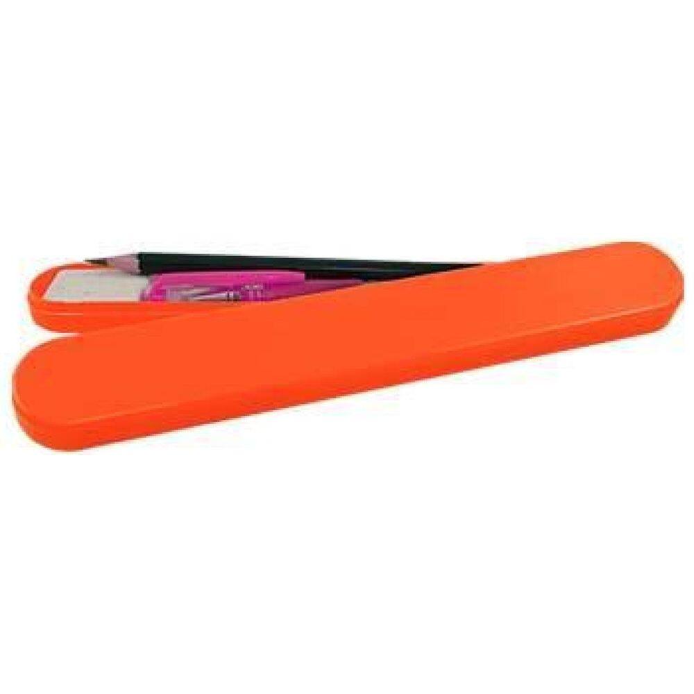 Kit 4 Mini Estojo Laranja Neon Plástico