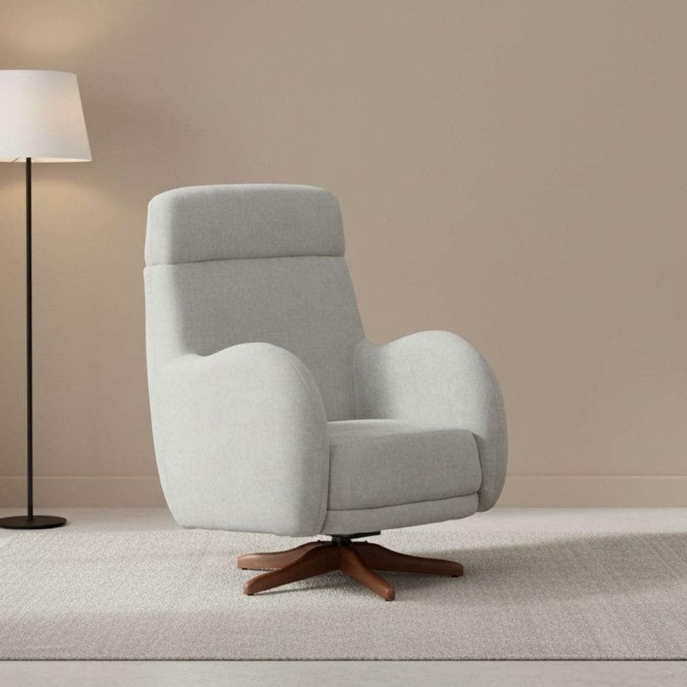 Poltrona em Madeira Eucalipto Giratória e Balanço Afeto Verde Claro