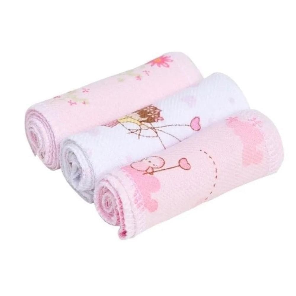 Kit 3 Peças Faixa Umbigo Umbilical Enxoval Bebê Rosa