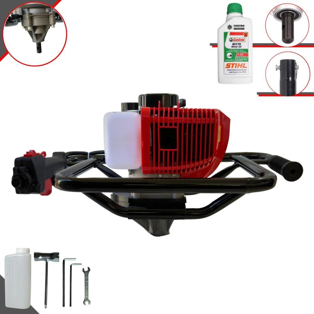 Perfurador de Solo Polaca Cavadeira Sem Broca Anmax GD520-B À Gasolina 52cc 2,2HP Alta Rotação e Performance Para Construção Civil + ÓLEO STIHL 2T