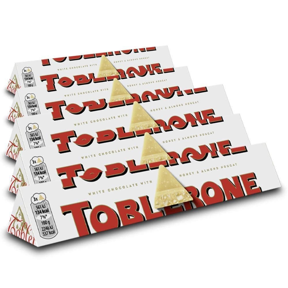 Chocolate Suíço Toblerone Branco Kit 5 Unidades De 100G