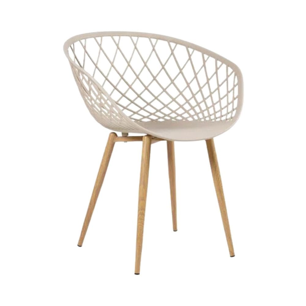 Cadeira Clarice Nest Wood Oficial Apoio de Braço Bege