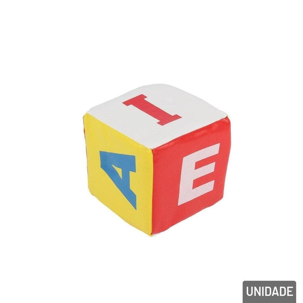 Dado Chocalho Para Bebê 12cm Letras Color - Tudo em Caixa