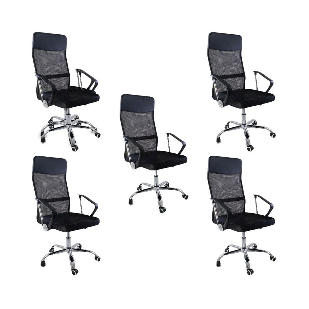 Kit 5 Cadeiras de Escritorio Nagano Tela Mesh Ergonômica - Preto