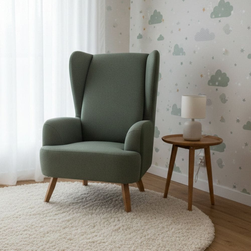 Poltrona de Amamentação Fixa com 4 Pés Teodora Mescla / Verde