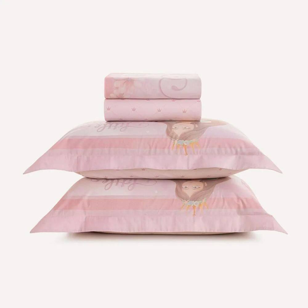 Jogo de Cama Infantil Casal Karsten 200 Fios 100% Algodão Princesinha