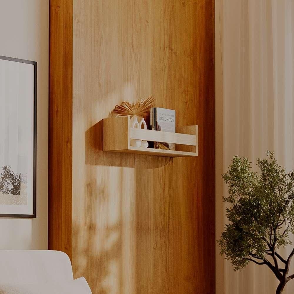 Prateleira Porta Objeto Carvalho 50 x 12cm Suporte Invisivel