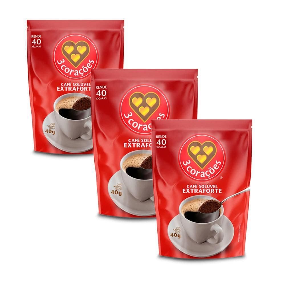 Café Solúvel Extraforte Três Corações Kit 3 Pacotes De 40G