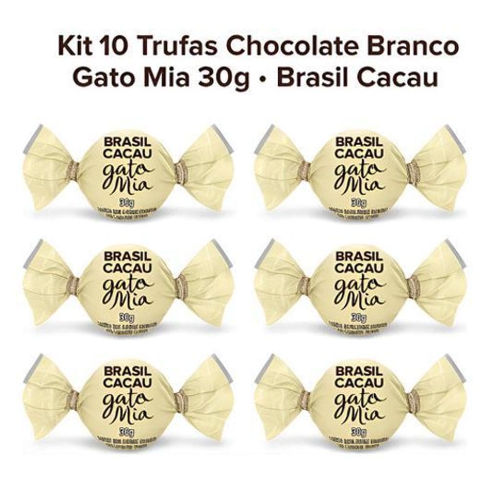 Kit 10 Trufas Chocolate Branco Gato Mia Brasil Cacau