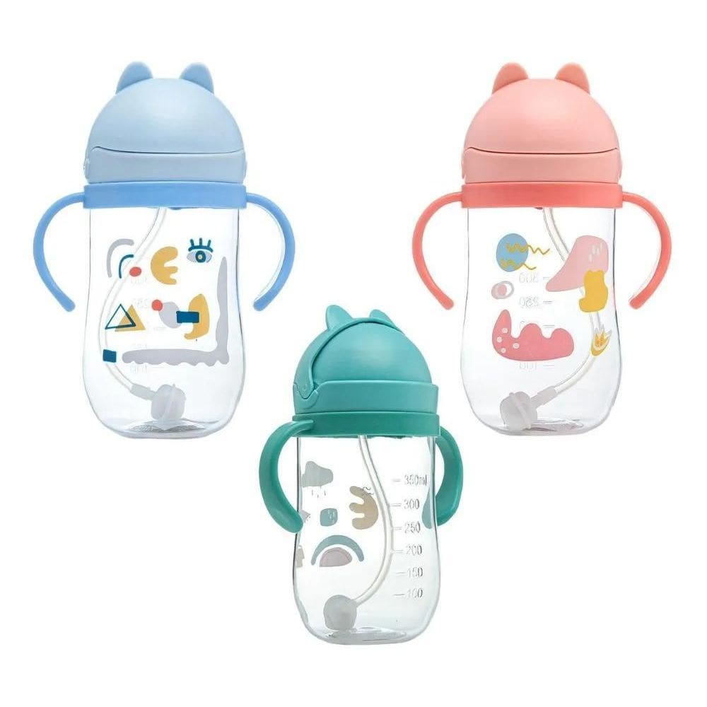 2X Copo Infantil Antivazamento Transição Canudo Silicone Alç