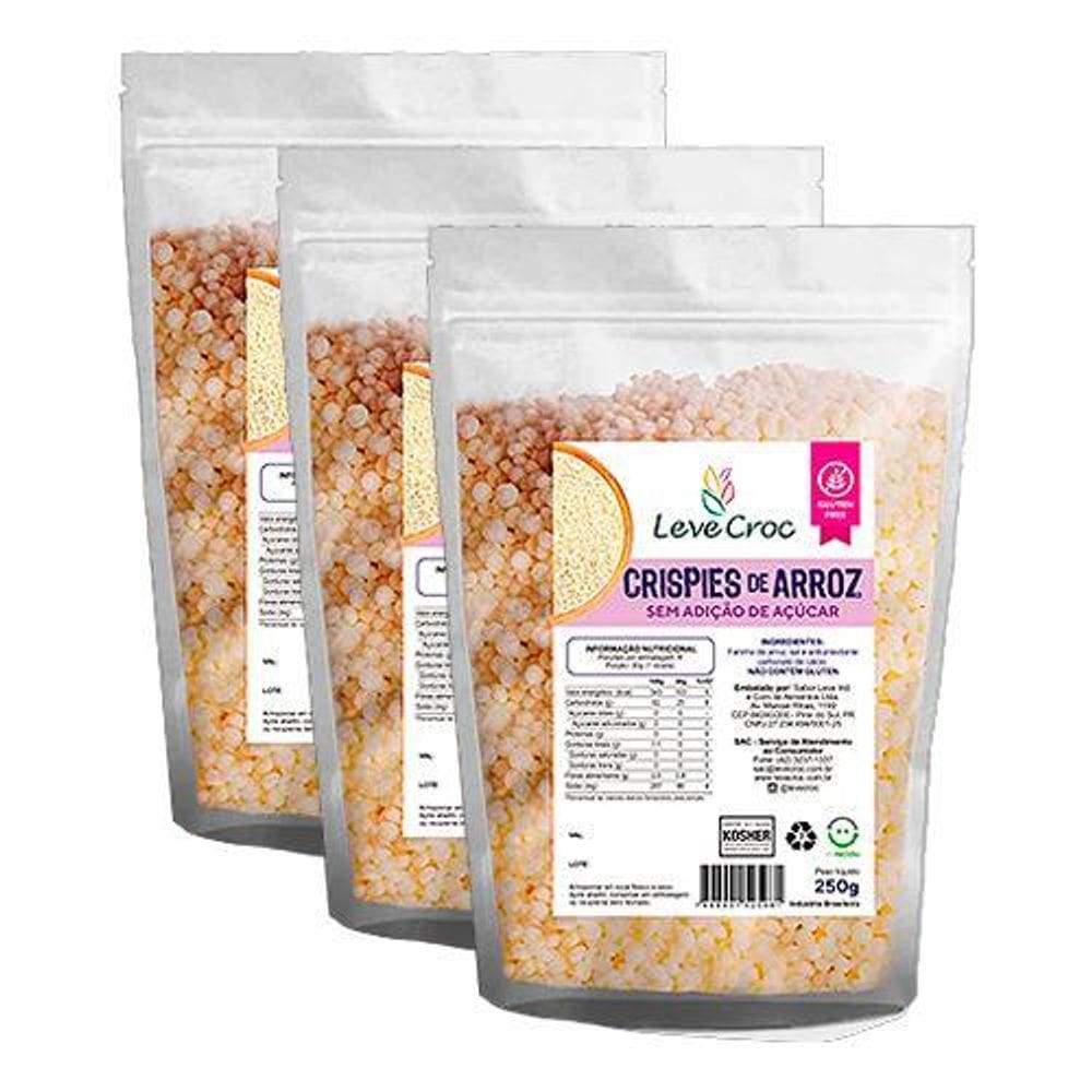 Kit 3X: Crispies De Arroz Natural Sem Glúten Leve Croc 250G