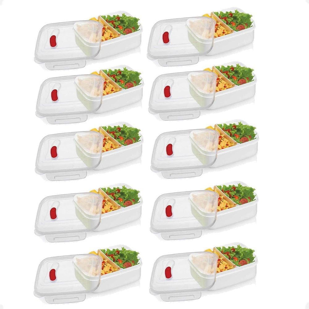 Kit 10 Marmita Due Com 2 Divisórias Para As Comidas 600Ml