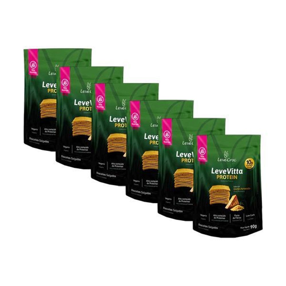 Kit 6X: Biscoito Leve Vitta Protein Parmesão Leve Croc 90G
