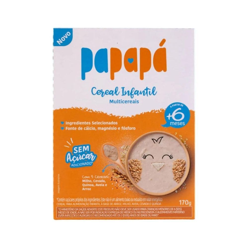 Cereal Infantil +6 Meses Multicereais Sem Açúcar 170G Papapá