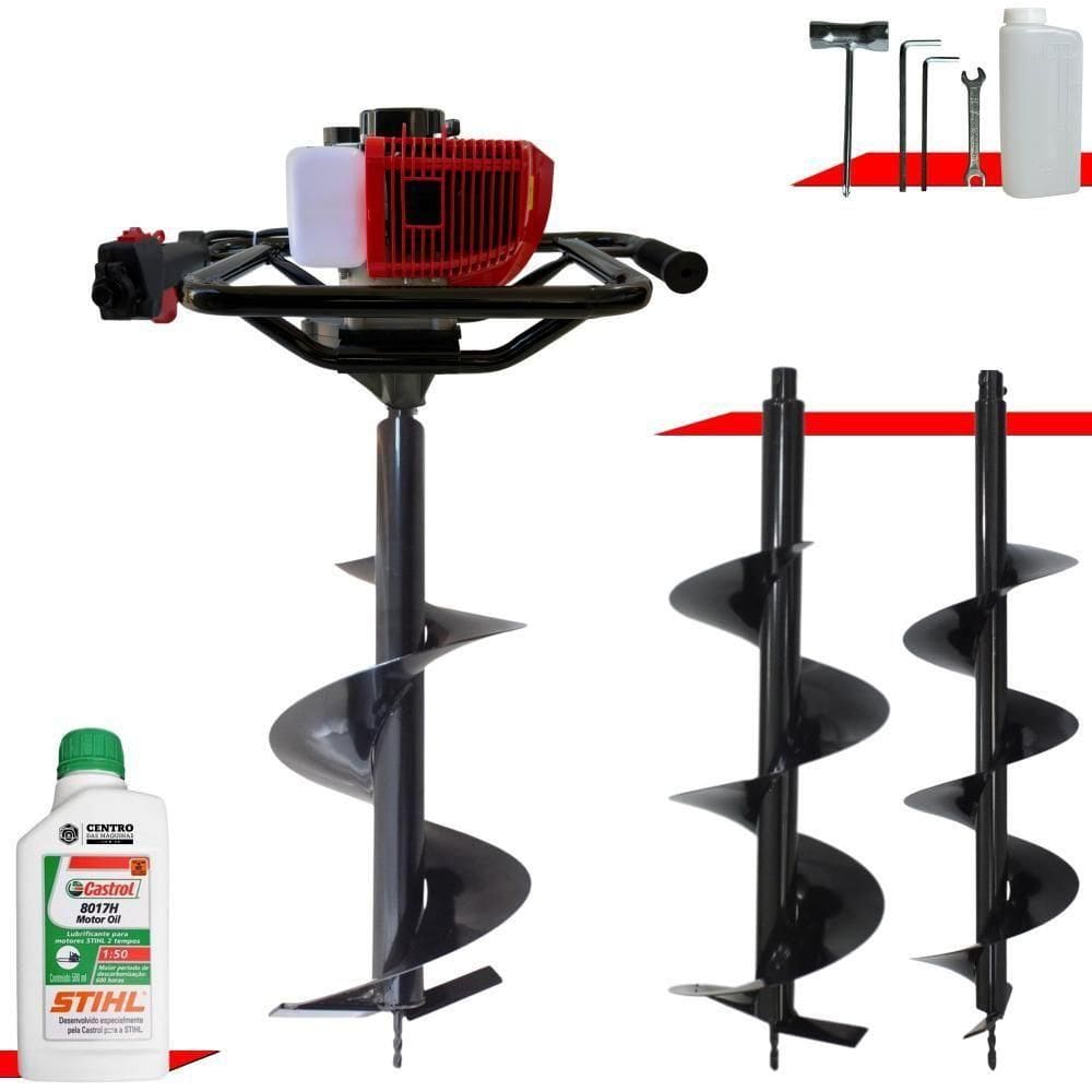 Perfurador De Solo Completo Anmax 3 Brocas + óleo Stihl
