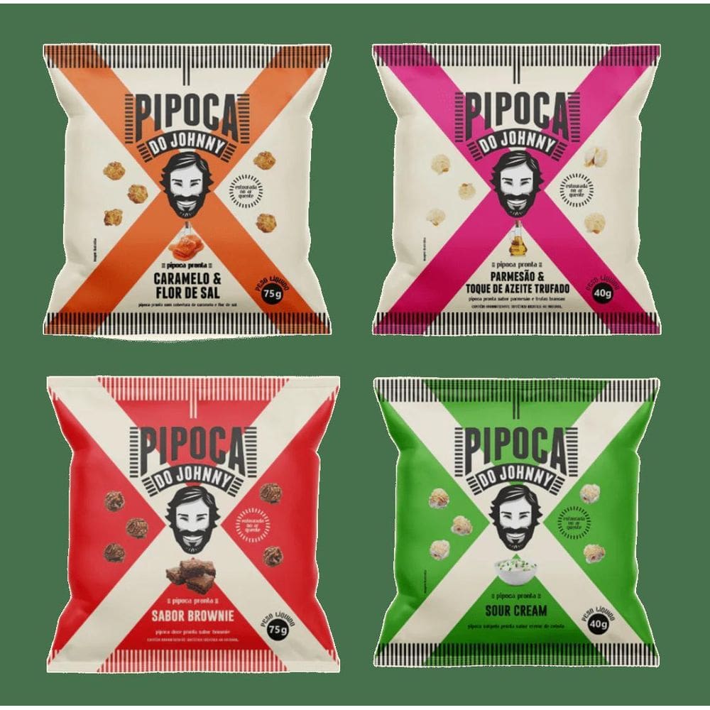 Kit 4 Pipocas Com Diversos Sabores Doces Salgadas Do Johnny