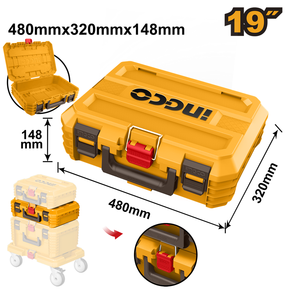 Caixa de Ferramenta Empilhável Ingco 48x32cm PBXS102 para encaixe c/ Base