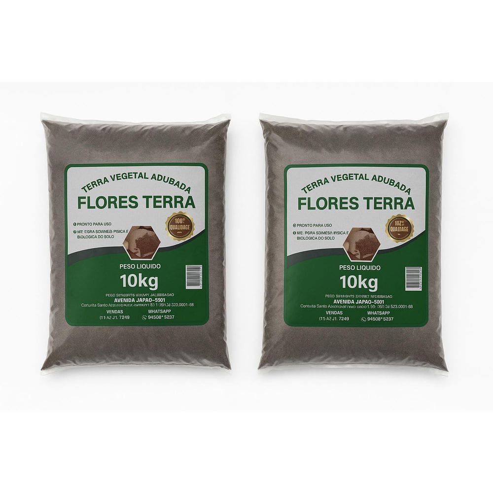 Terra Vegetal Adubada Flores Terra 10Kg Jardim Horta Kit 2