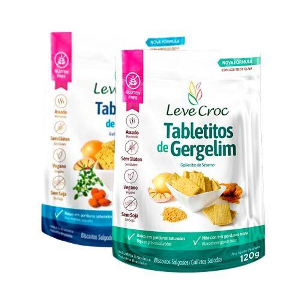 Kit 2 Biscoitos Tabletito Sem Glúten Leve Croc: Chia,