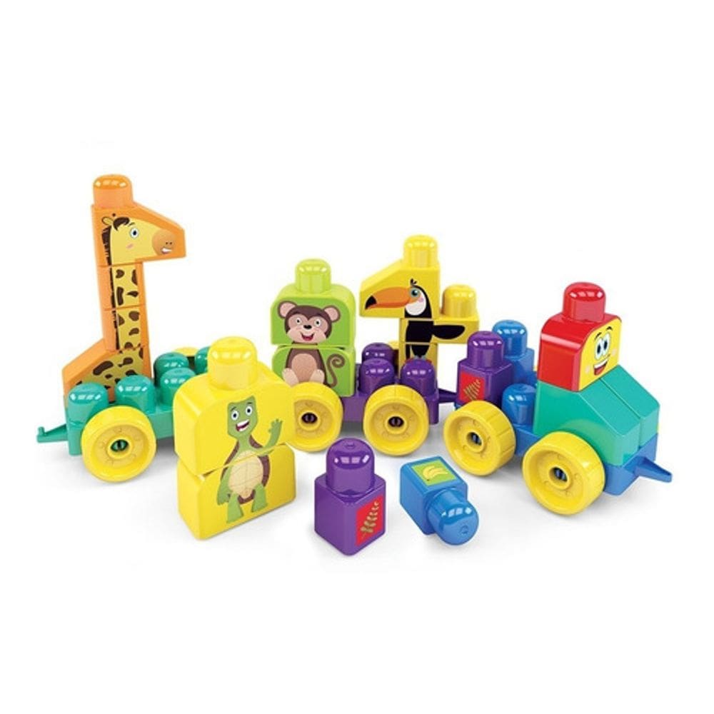 Blocolândia Trem Puxa Zoo - 33 Peças - Dismat