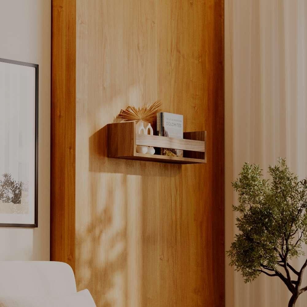 Prateleira Porta Livro Freijó 70 x 12cm Suporte Invisivel