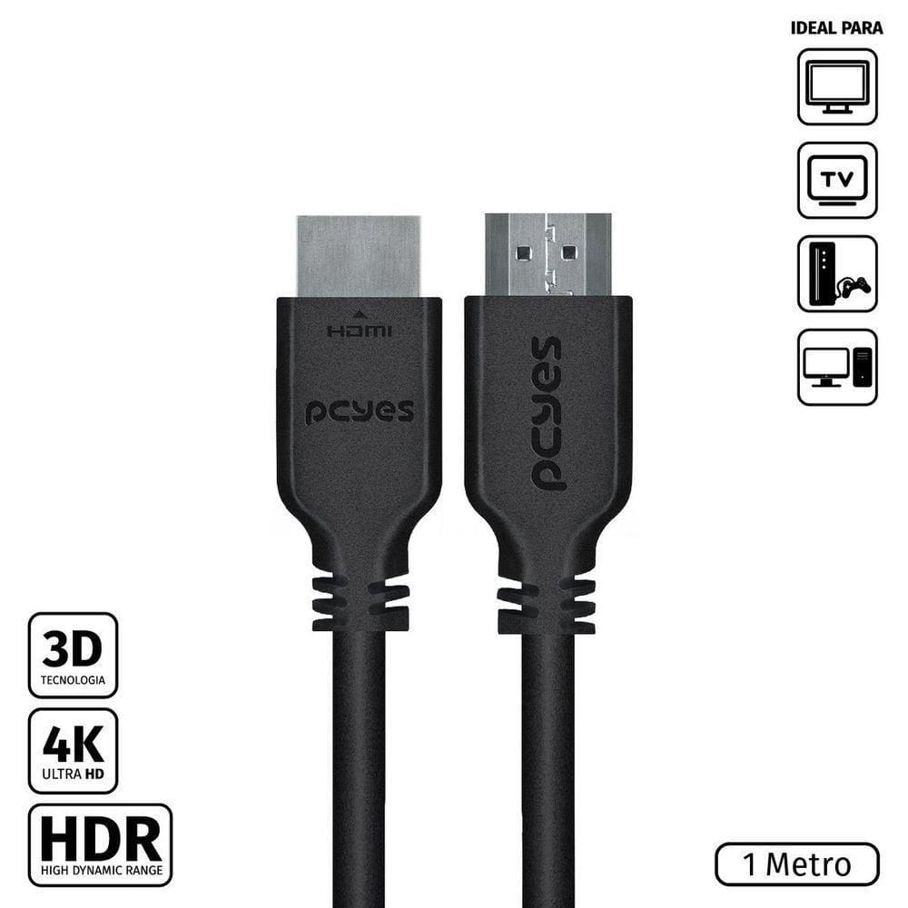 Cabo Hdmi 2.0 4k Puro Cobre 1m