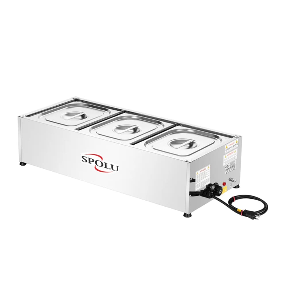 Balcão Buffet Térmico Self Service Bancada 3 Cubas Aço Inox 220v Spolu