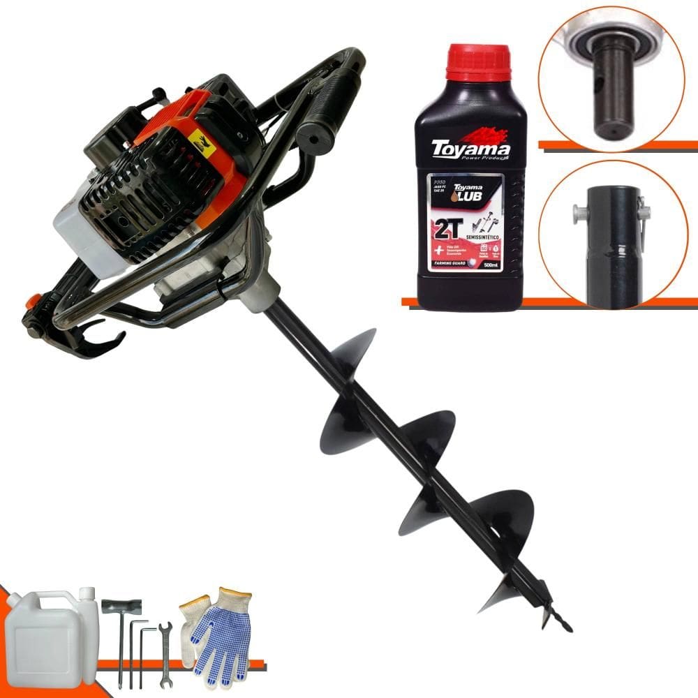 Perfurador Polaca Cavadeira Vant VPS-52 À Gasolina 2T 52cc 2HP 6.500rpm Com Ignição CDI Para Construção Civil Com Broca 80x20cm + ÓLEO TOYAMA