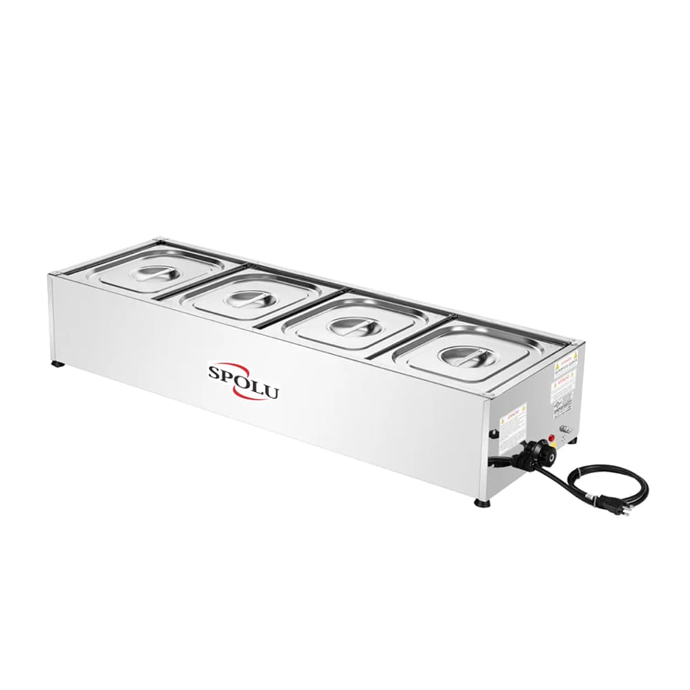 Balcão Buffet Rechaud Térmica Mesa Self Service Elétrico Inox 4 Cubas 220v Spolu