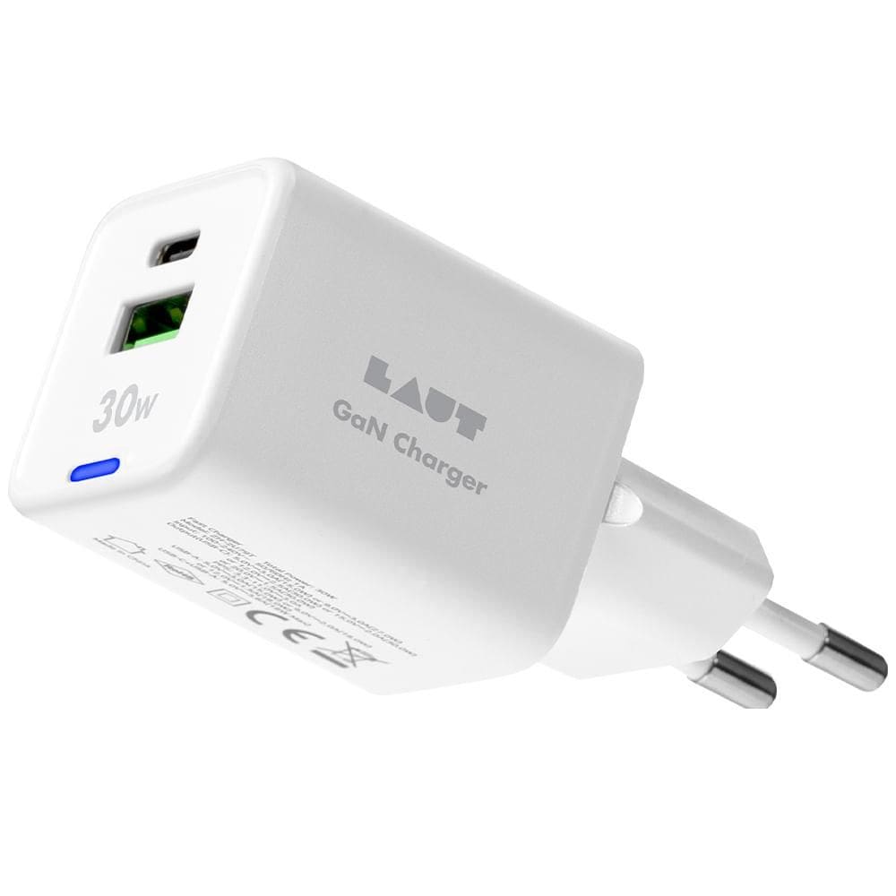 Carregador de Viagem Laut USB-C e USB-A 30W Branco - L_PD30A_EU_W