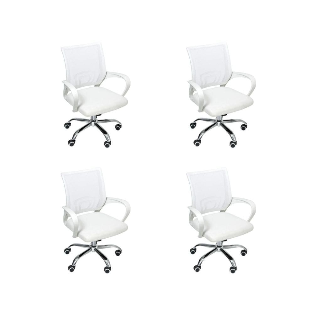 Kit 4 Cadeiras de Escritório Begonia Mesh Ergonômica Branco